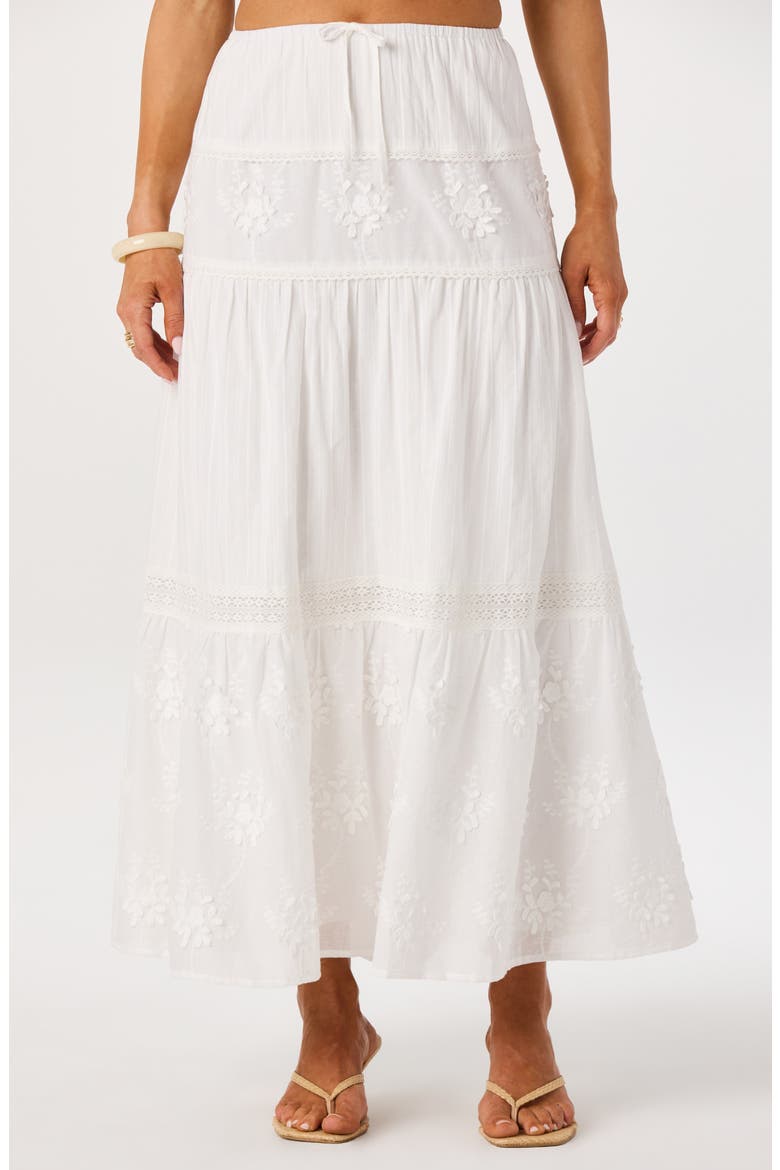 Gwyn Embroidered Maxi Skirt, Main, color, WHITE