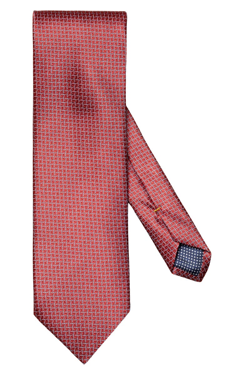 Eton Chevron Neat Silk Tie, Main, color, Medium Red