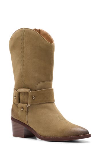 Clarks Morzine Rise Suede Cowboy Boot In Brown