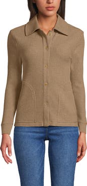 Lands' End Waffle Relaxed Long Sleeve Shirt Jacket