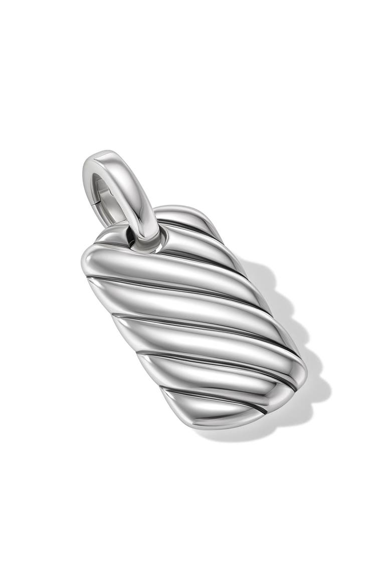 Petite Sculpted Cable Tag in Sterling Silver, 24mm, Alternate, color, STERLING SILVER