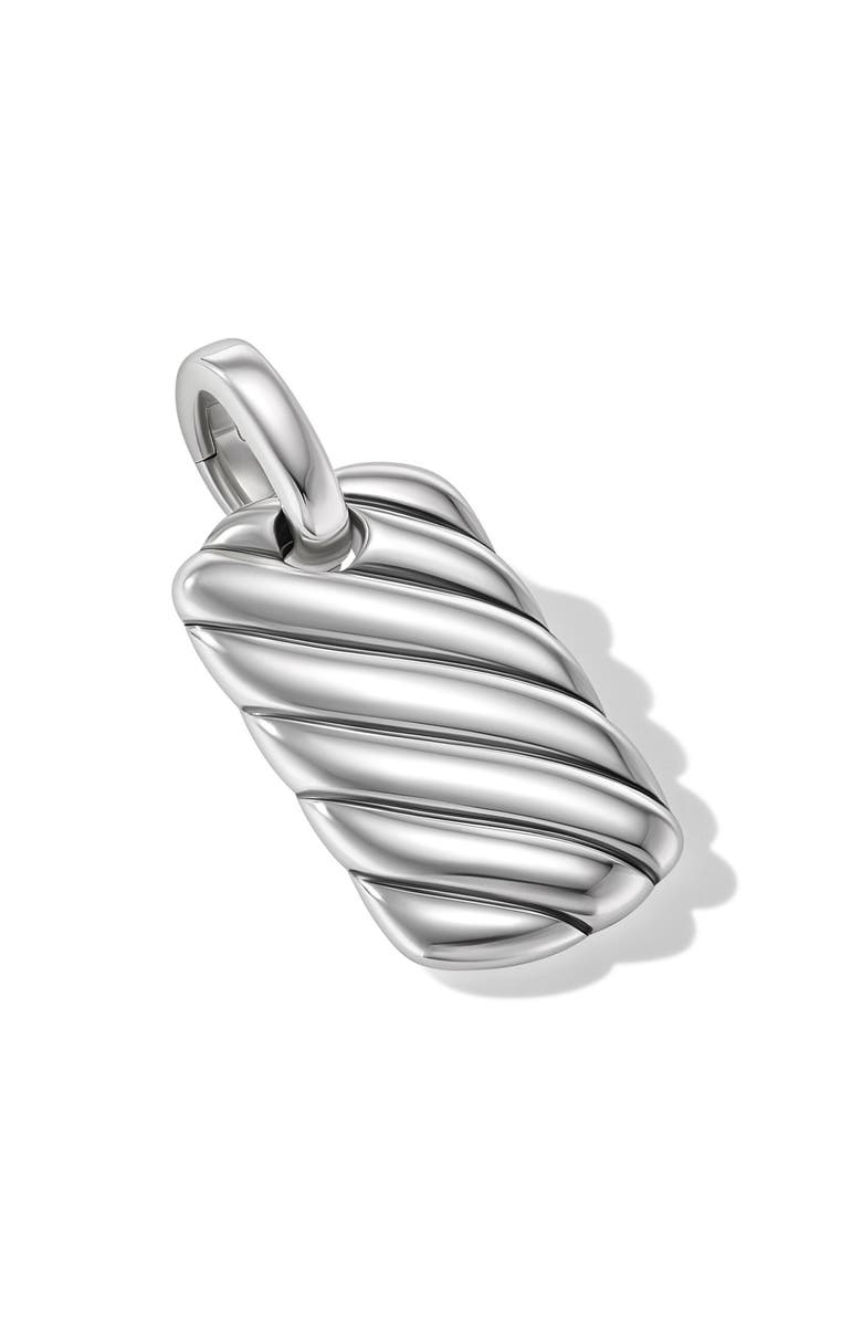 David Yurman Petite Sculpted Cable Tag in Sterling Silver, 24mm, Alternate, color, Sterling Silver