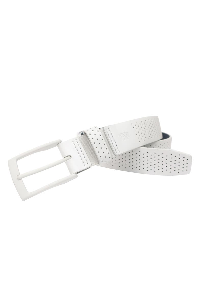 Comfort Stretch Perforated Leather Golf Belt, Main, color, White