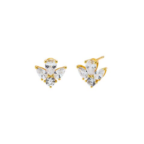 CZ Pear Cluster Stud Earring