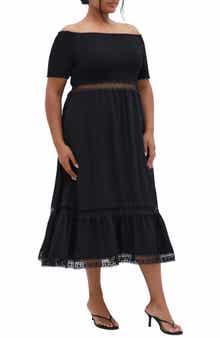 City Chic Aura Smocked Off-the-Shoulder Midi Dress