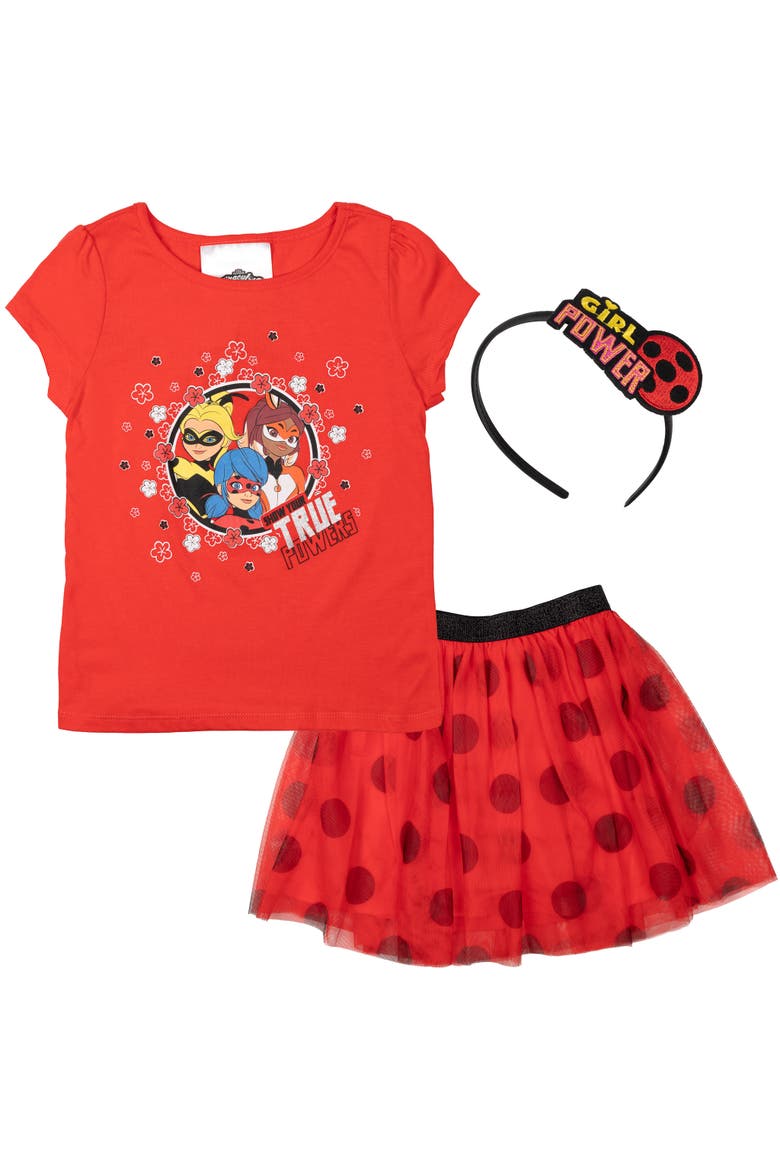 Cosplay T-Shirt and Tutu Skirt Set, Main, color, Ladybug Red