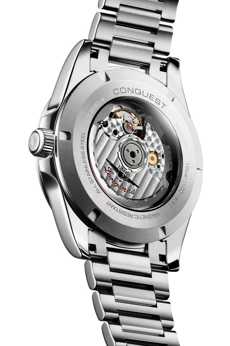 Conquest Bracelet Watch, 41mm, Alternate, color, BLACK