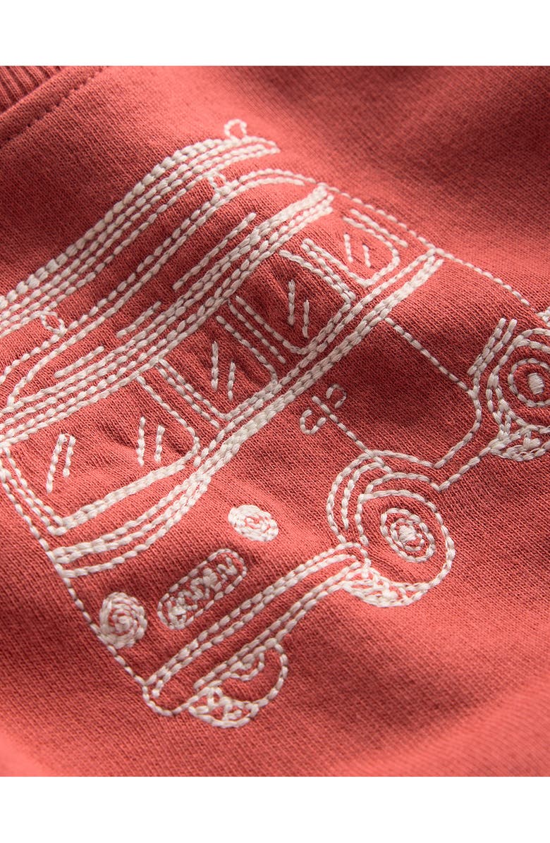 Mini Boden Embroidered Cotton Sweatshirt, Alternate, color, Jam Red Campervan