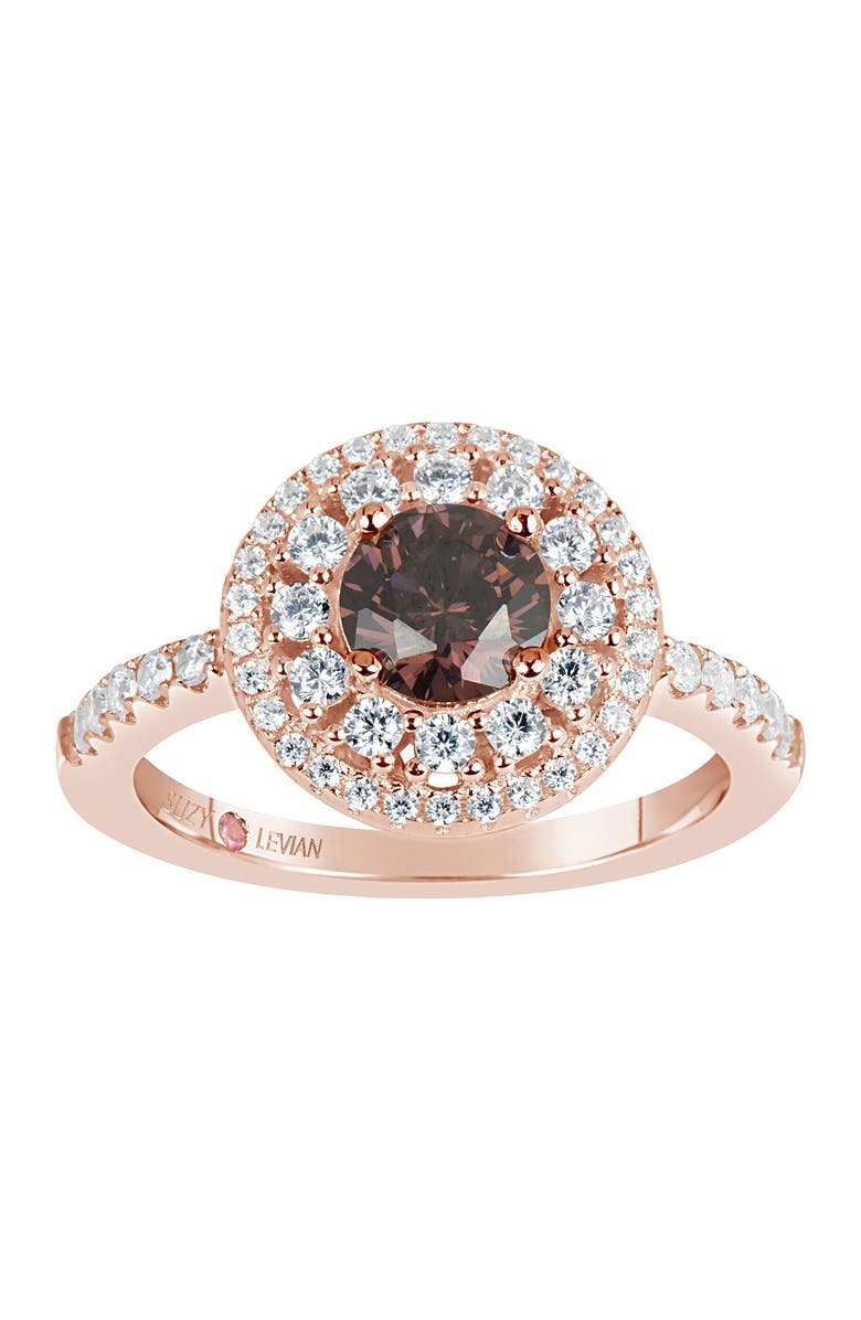 SUZY LEVIAN Round Cut CZ Pave Engagement Ring, Main, color, Brown