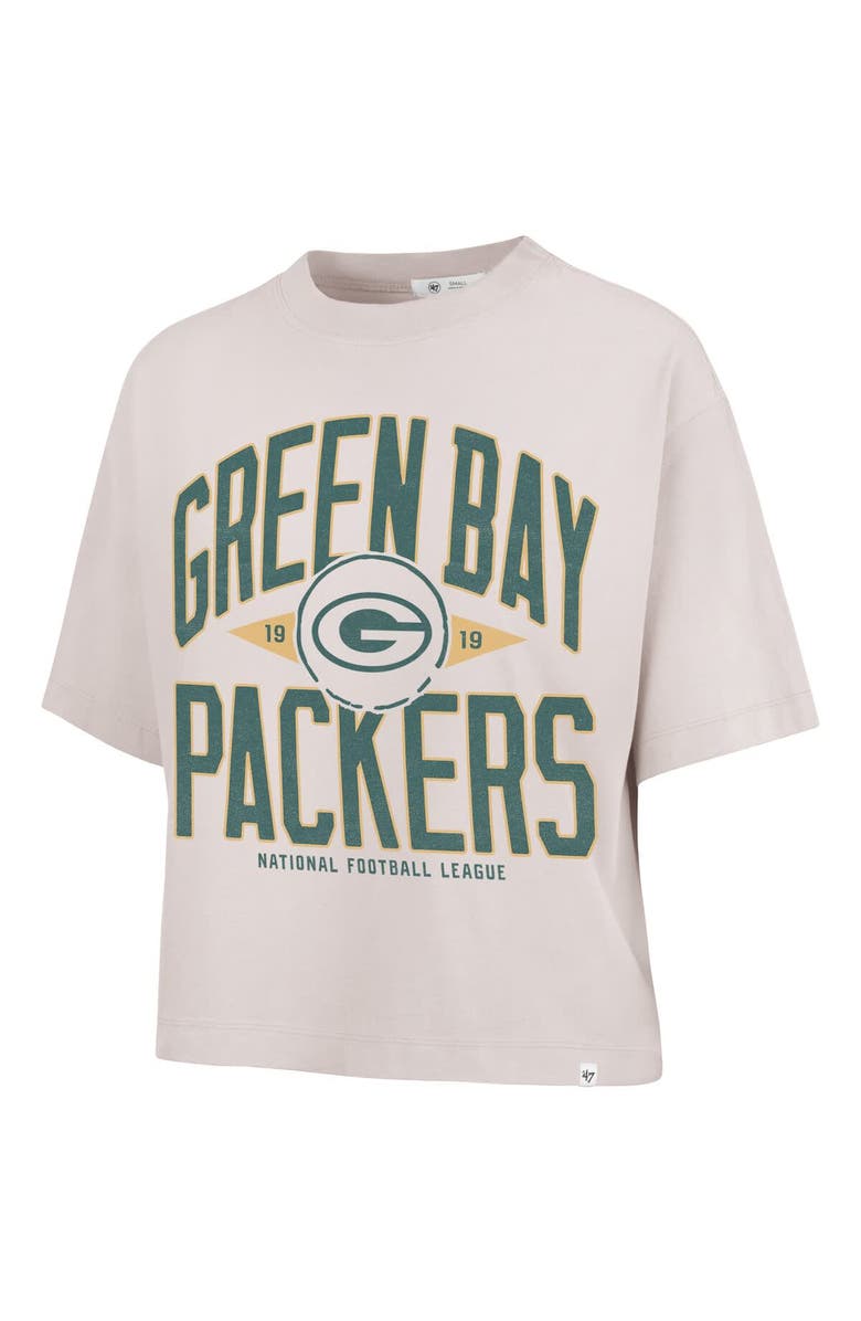'47 Women's '47 Natural Green Bay Packers Cropped Windthrow Ravine T-Shirt, Alternate, color, 