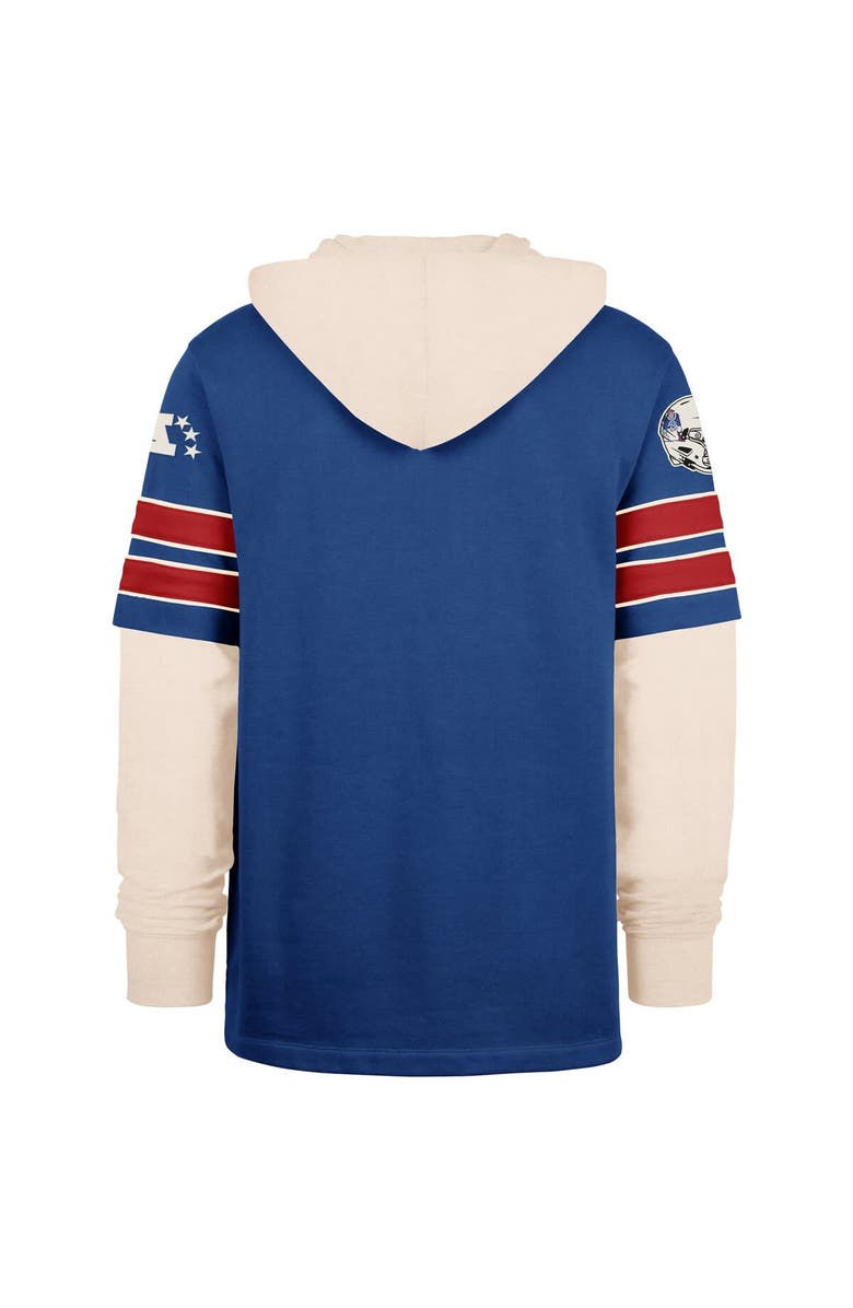 '47 Men's '47  Blue New England Patriots Throwback Split Zone Cornerback Duo Hoodie, Alternate, color, 