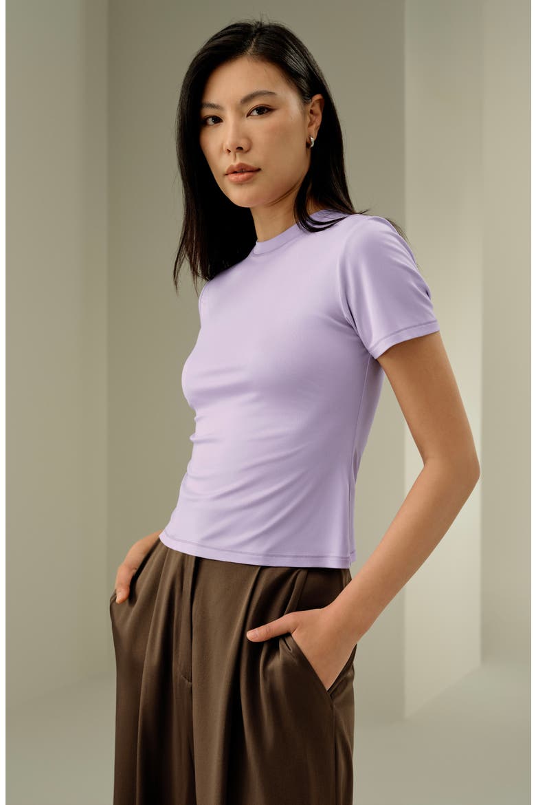 Women's Silk Jersey Slim Fitted Tee, Alternate, color, Lilac