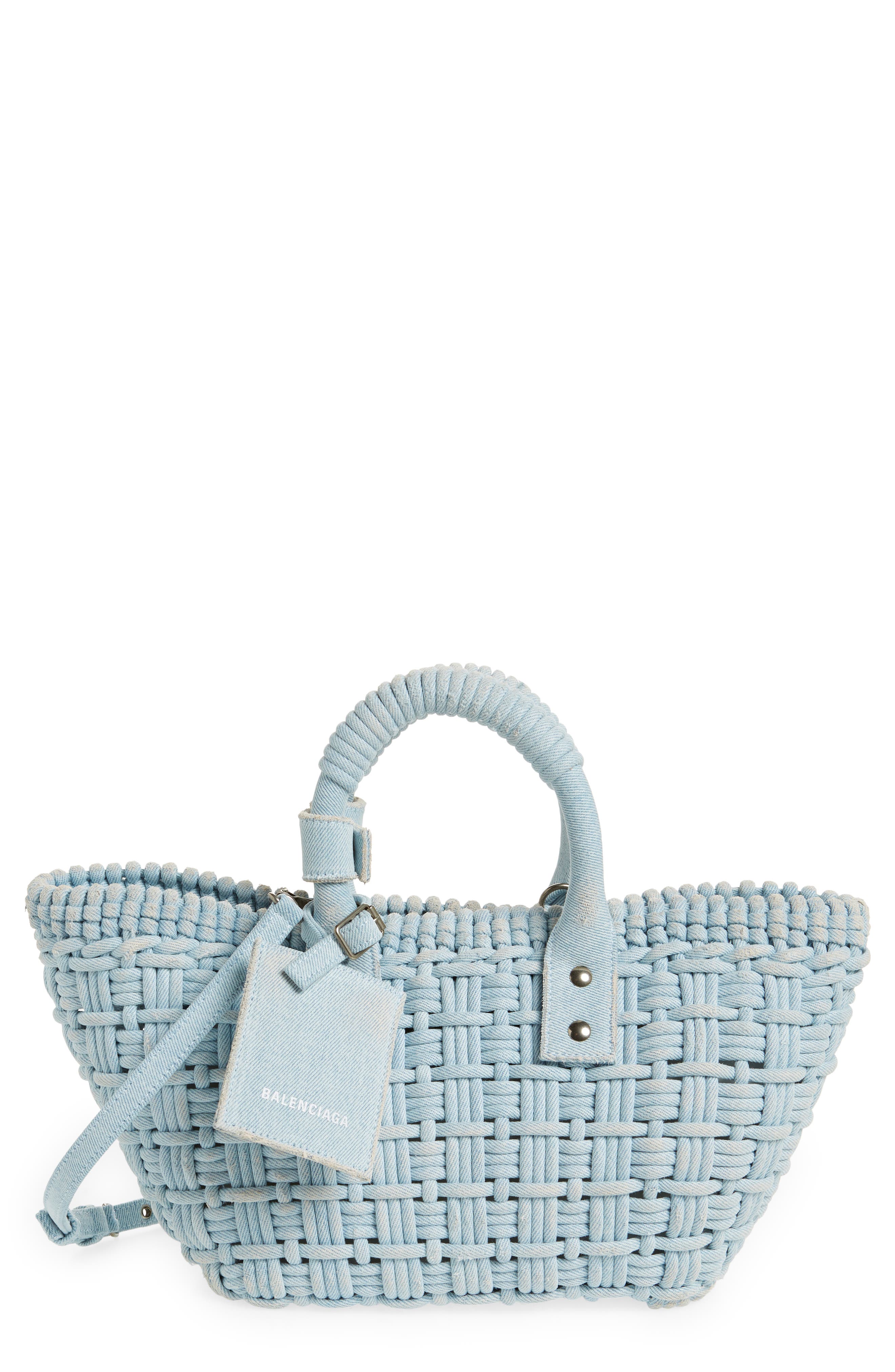 Balenciaga Extra Small Bistro Denim Basket Tote, Main, color, 