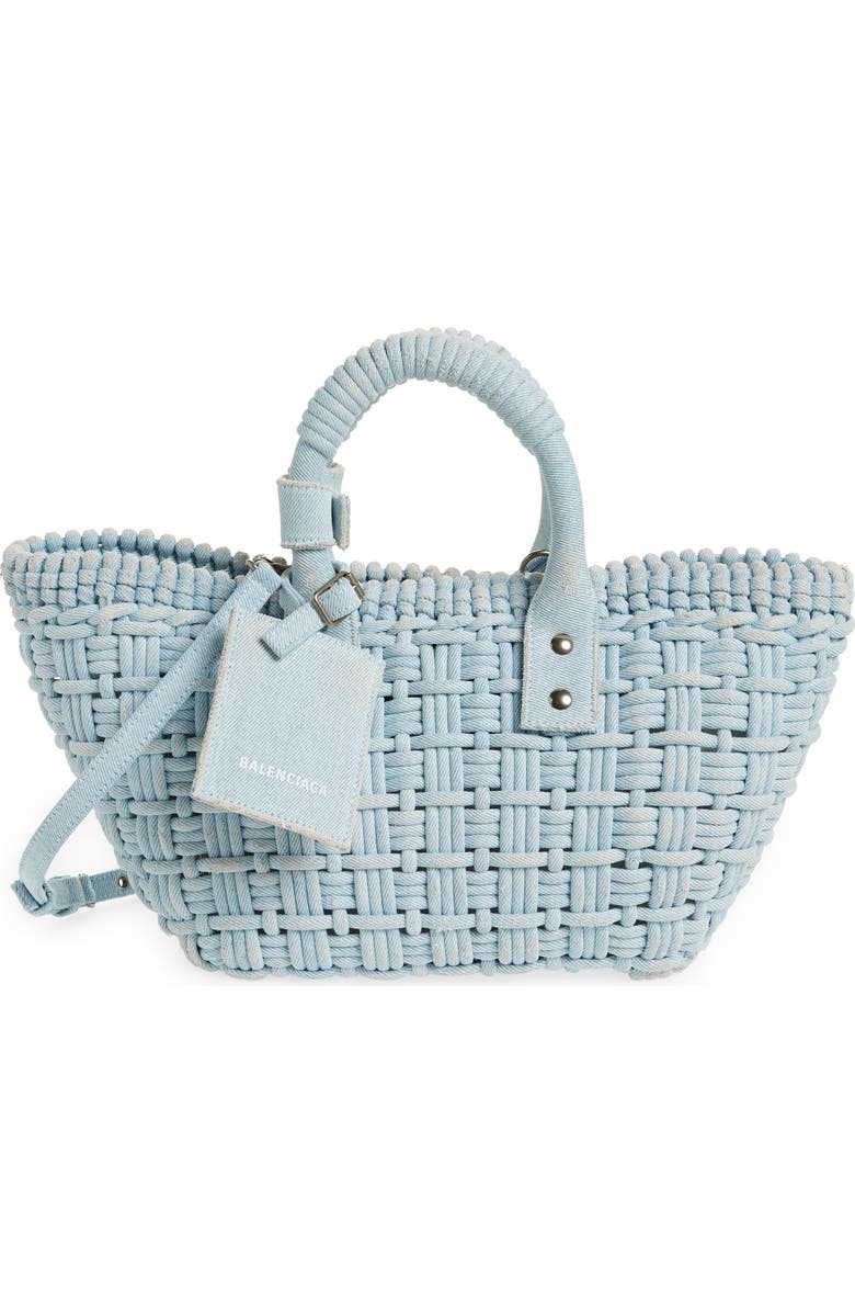 Balenciaga Extra Small Bistro Denim Basket Tote, Main, color,