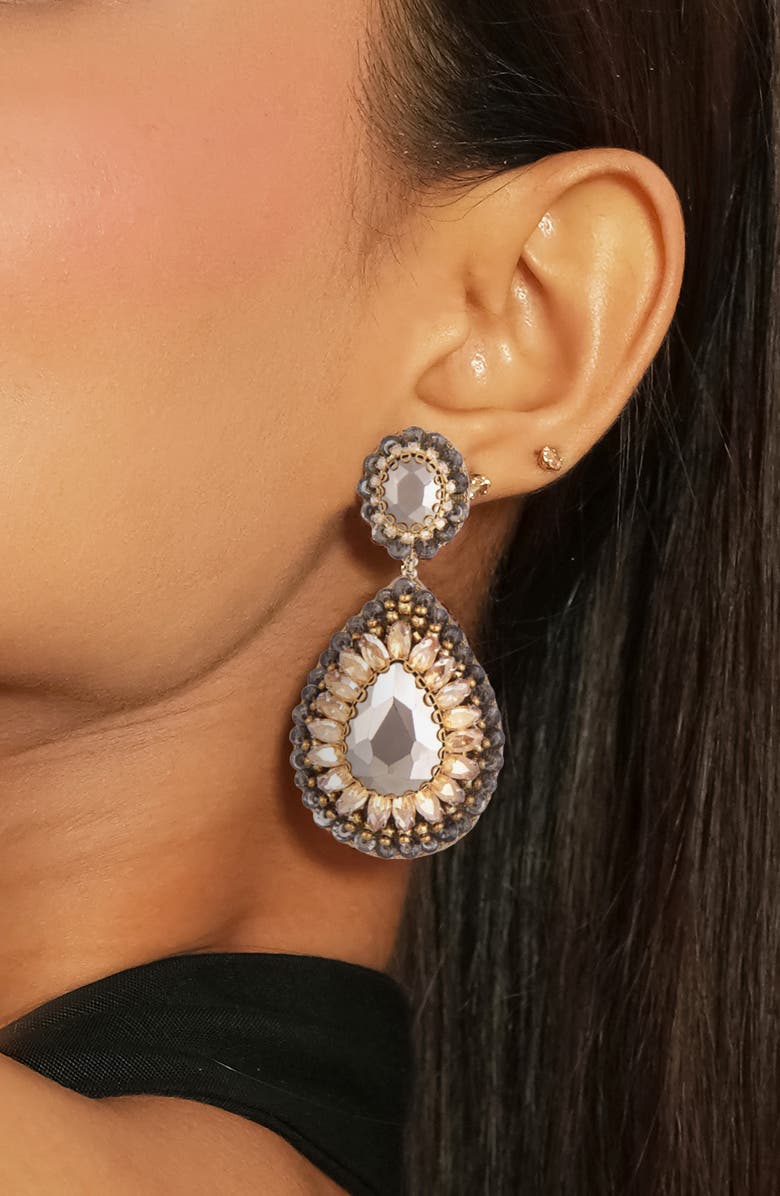 Deepa Gurnani Sisina Drop Earrings, Alternate, color, Gunmetal