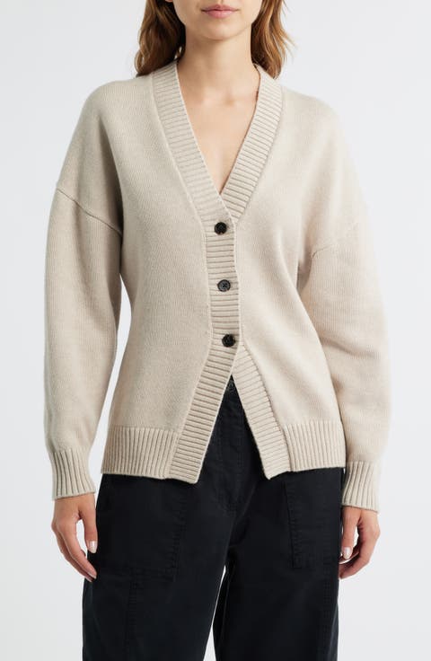 Philippa Cutaway Hem Cotton & Wool Blend Cardigan