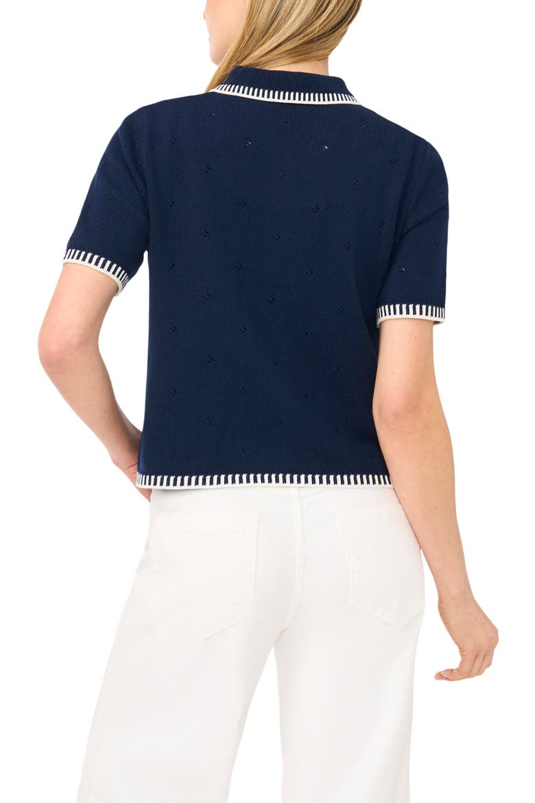 Pointelle Button-Up Cotton Top, Alternate, color, CLASSIC NAVY