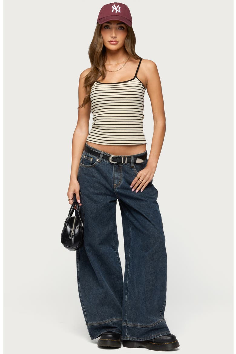 Gretta Stripe Rib Camisole, Alternate, color, CREAM-AND-BLACK