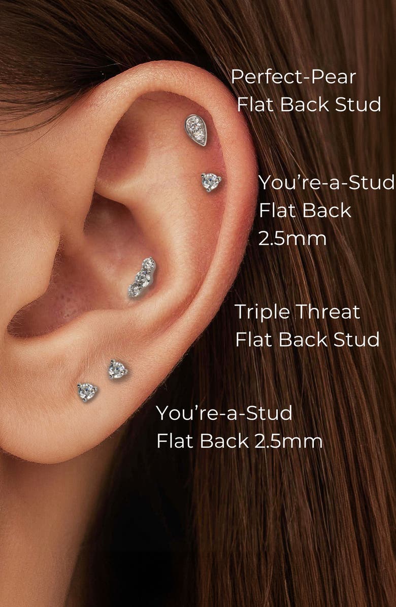 Seed2Stone The Triple-Threat Flat Back Stud, Alternate, color, White Gold