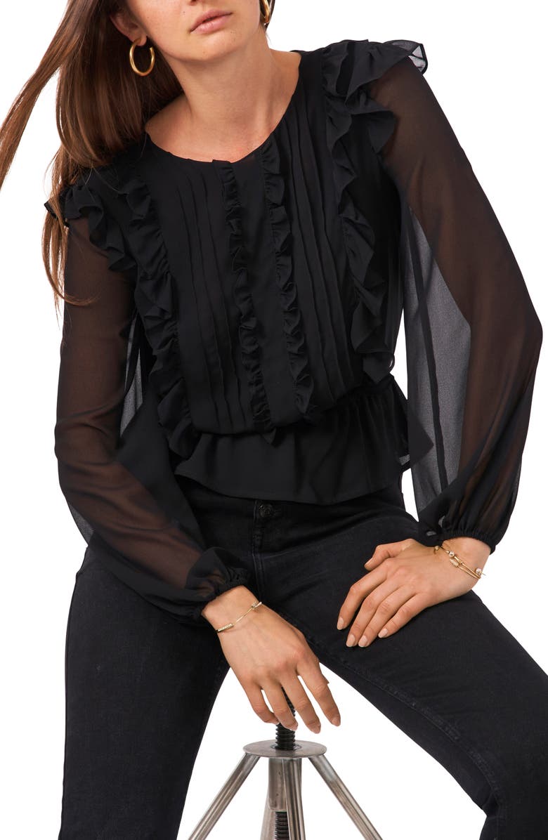 1.STATE Ruffle Detail Peplum Long Sleeve Blouse, Alternate, color, 