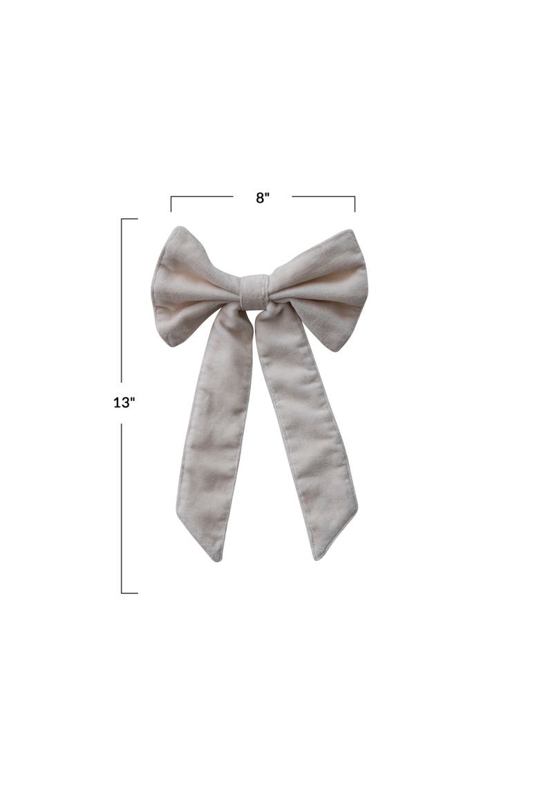 Velvet Cotton Bow with Iron Clip, Alternate, color, Cream