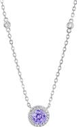 SAVVY CIE JEWELS Floral Faceted Cubic Zironia Halo Pendant Necklace