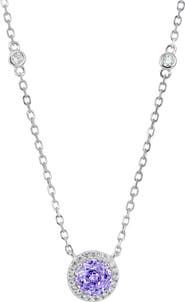 SAVVY CIE JEWELS Floral Faceted Cubic Zironia Halo Pendant Necklace