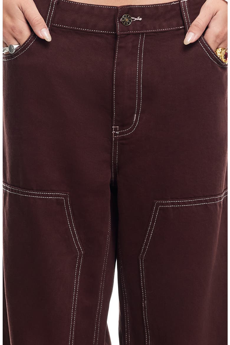 Anchor Contrast Stitch Wide Leg Jeans, Alternate, color, CHOCOLATE