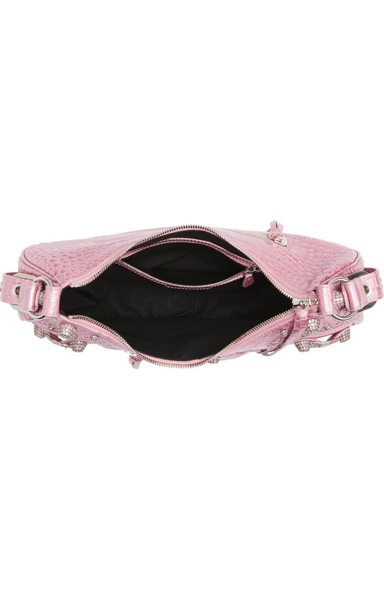 Balenciaga Le Cagole Metallic Croc Embossed Leather Shoulder Bag, Alternate, color,