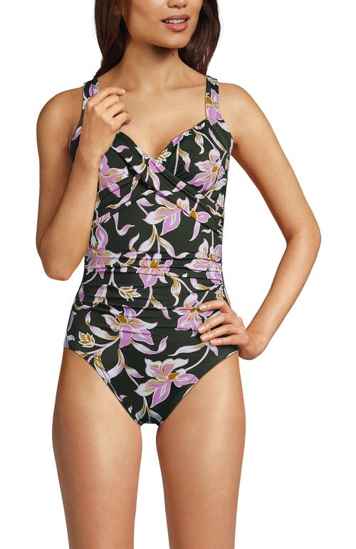 Lands' End Sweetheart Underwire Wrap One Piece Swimsuit In Multi