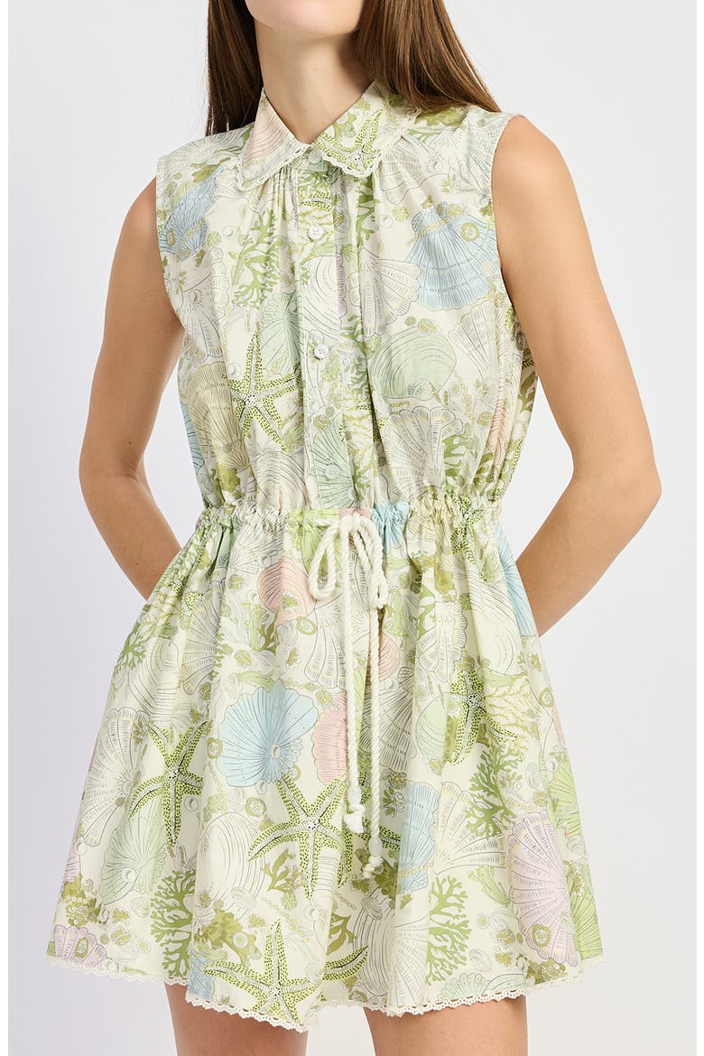 Blair Shell Print Minidress, Alternate, color, IVORY OLIVE MULTI
