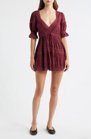 LoveShackFancy Lilias Lace Cotton Minidress