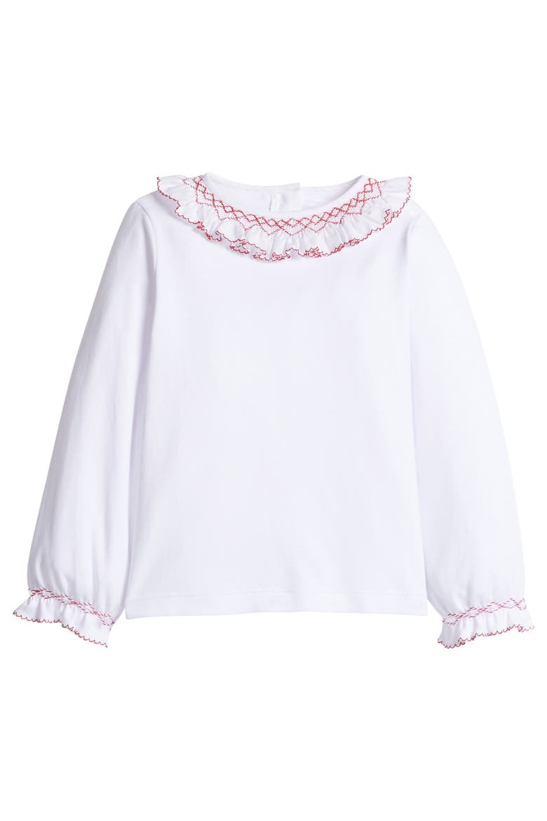 Kids' Smocked Madeline Blouse, Main, color, White with Red