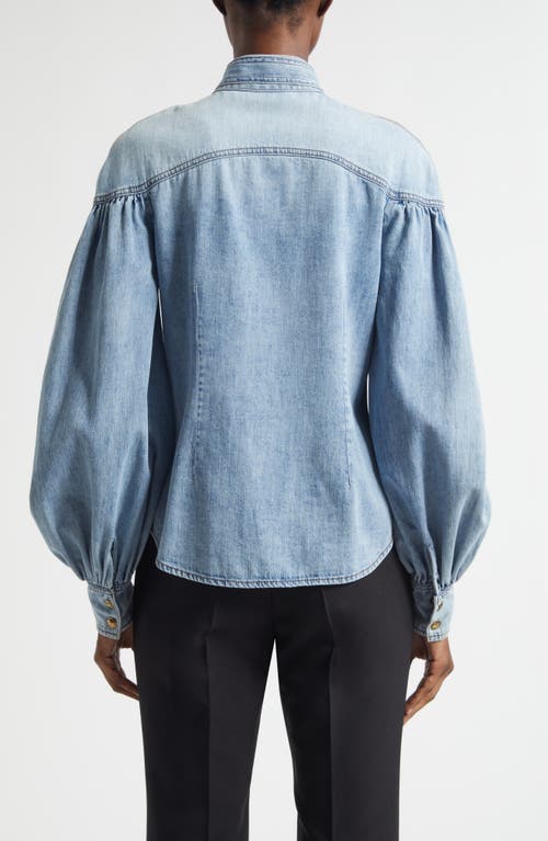 Zimmermann Hypnotic Denim Tie Neck Shirt In Blue