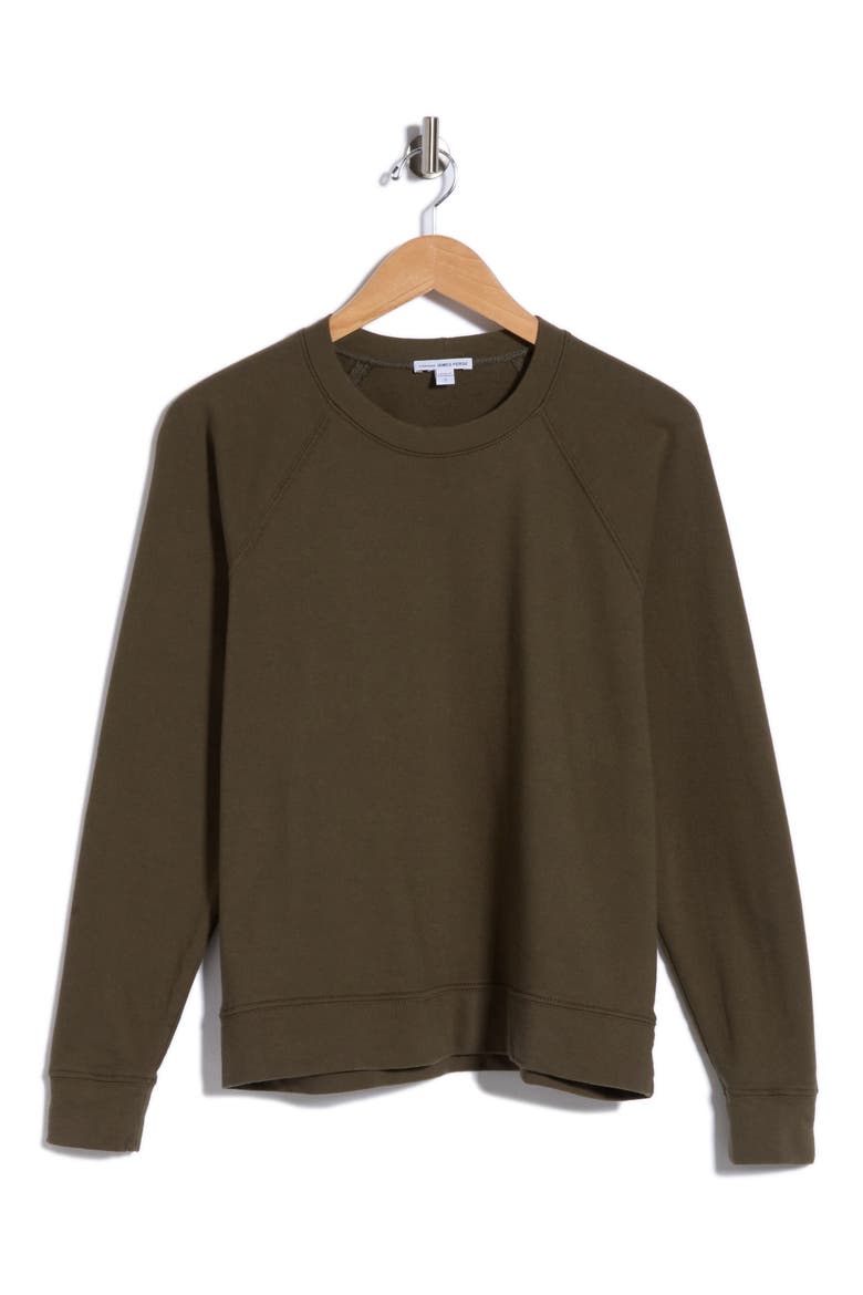 Cotton French Terry Relaxed Sweater, Alternate, color, ARMY GREEN