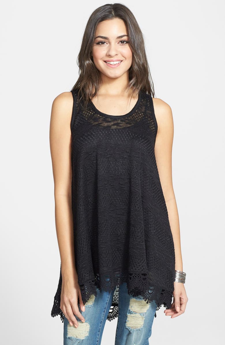 Chloe & Katie Chloe K Crochet Hem Tunic Tank, Main, color,