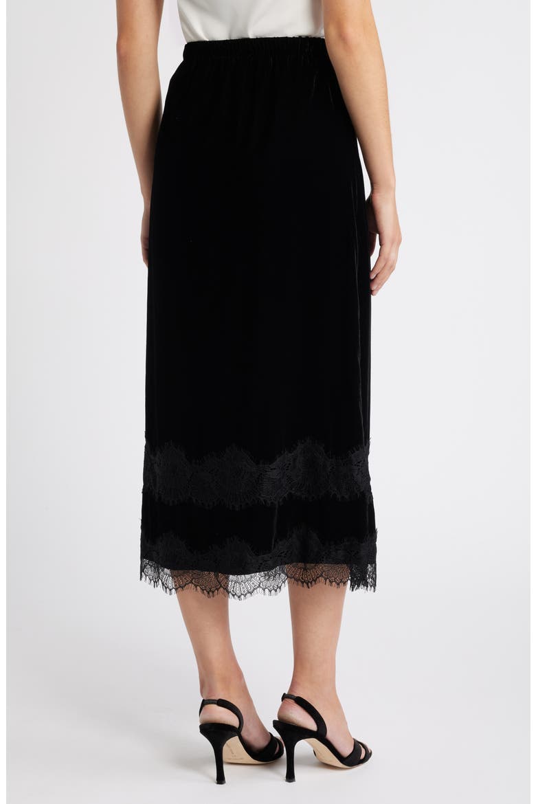 Gracie Lace Detail Velvet Midi Skirt, Alternate, color, BLACK VELVET