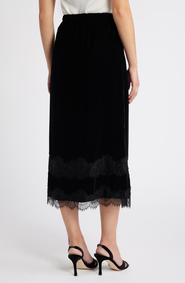 Sam Edelman Gracie Lace Detail Velvet Midi Skirt, Alternate, color, 