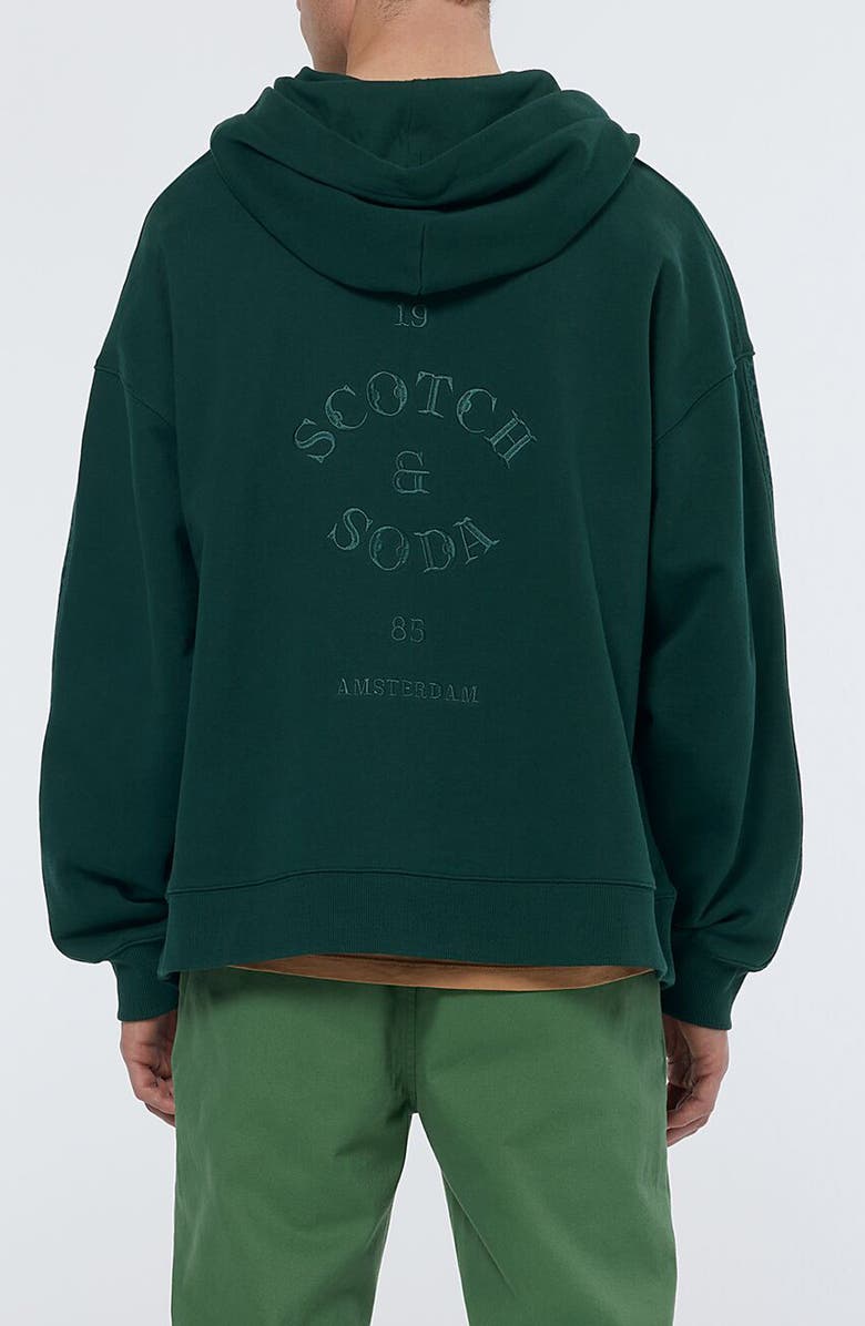 Scotch & Soda Pattern Panel Quarter Zip Hoodie, Alternate, color, Amsterdam Green