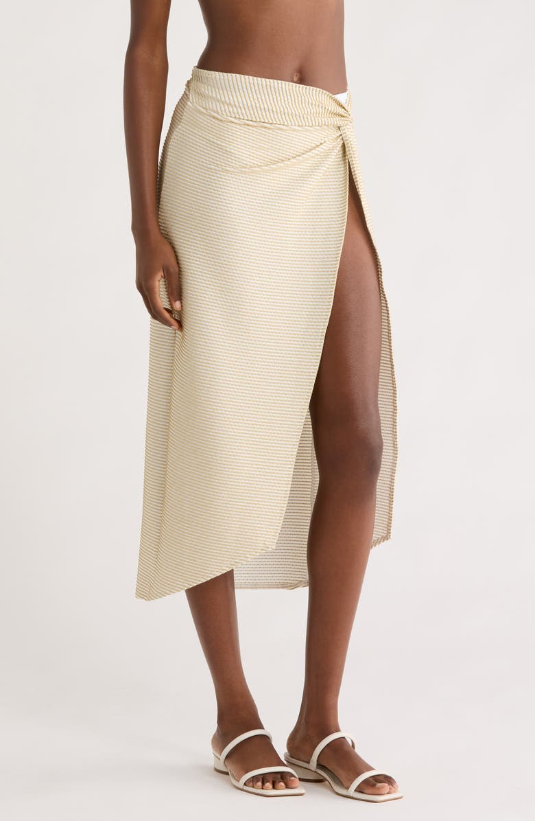 Ramy Brook Xana Scallop Metallic Cover-Up Skirt, Alternate, color, Gold Scallop