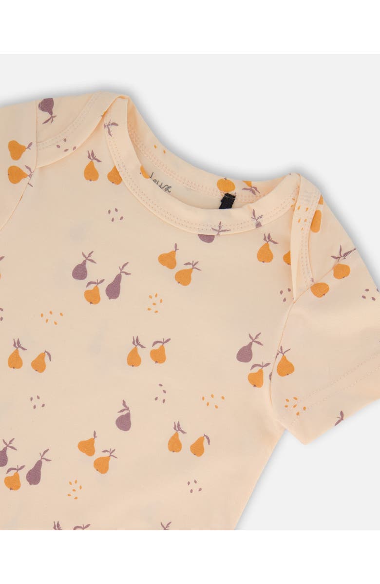 Deux par Deux Baby Girl's Organic Cotton Bodysuit Peach Printed Pears, Alternate, color, 