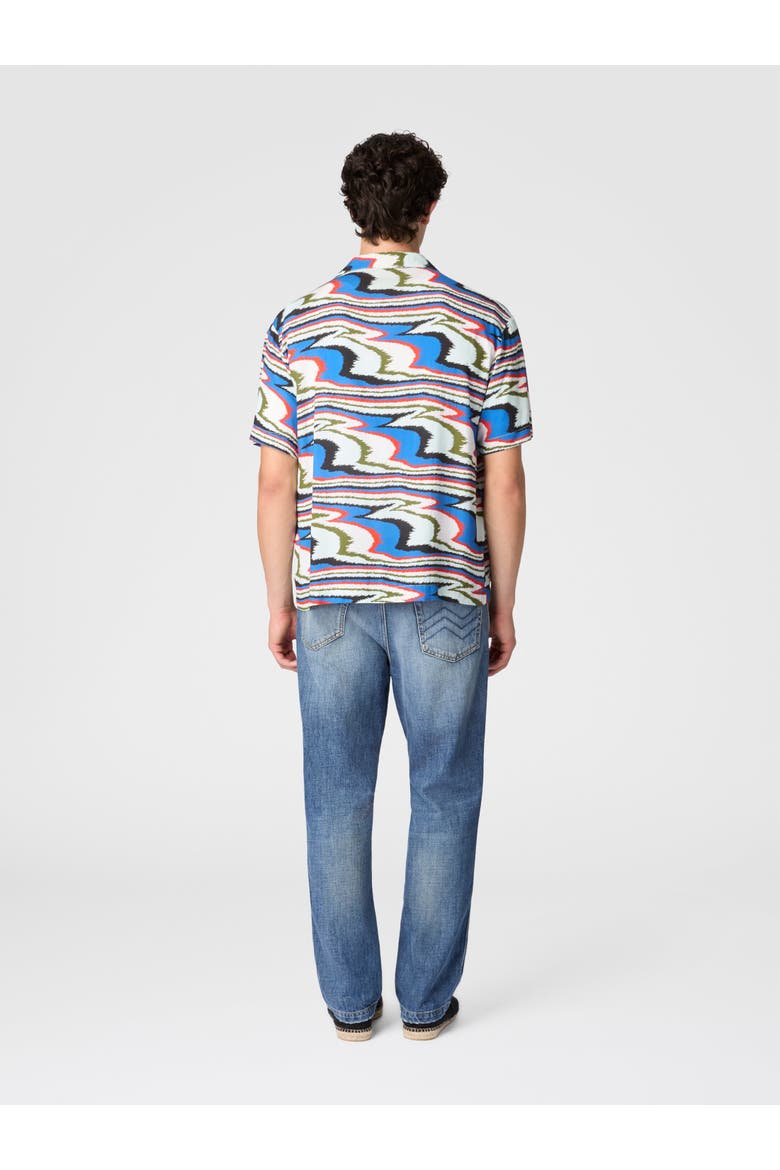 Bowling Shirt In Viscose With Flame Print, Alternate, color, Multicoloured
