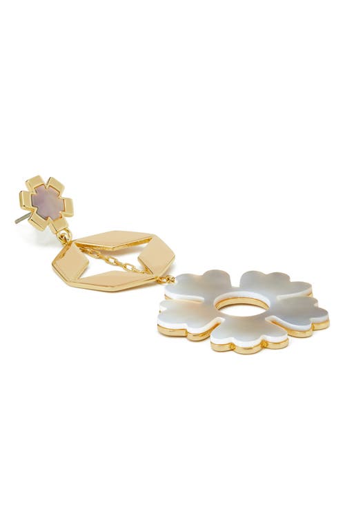 Tory Burch Kira Mismatched Clover Drop Earrings In Metallic