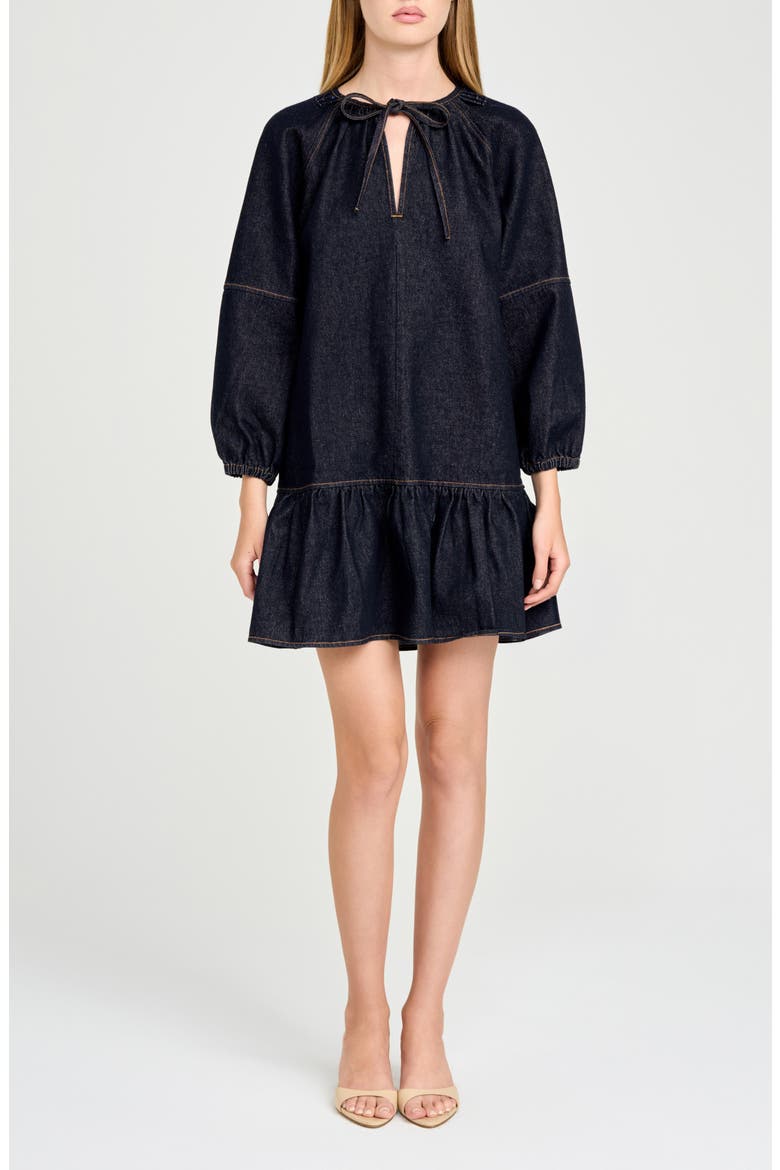 Sawyer Long Sleeve Denim Minidress, Alternate, color, DARK NAVY