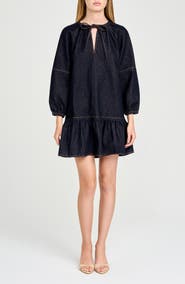 WAYF Sawyer Long Sleeve Denim Minidress