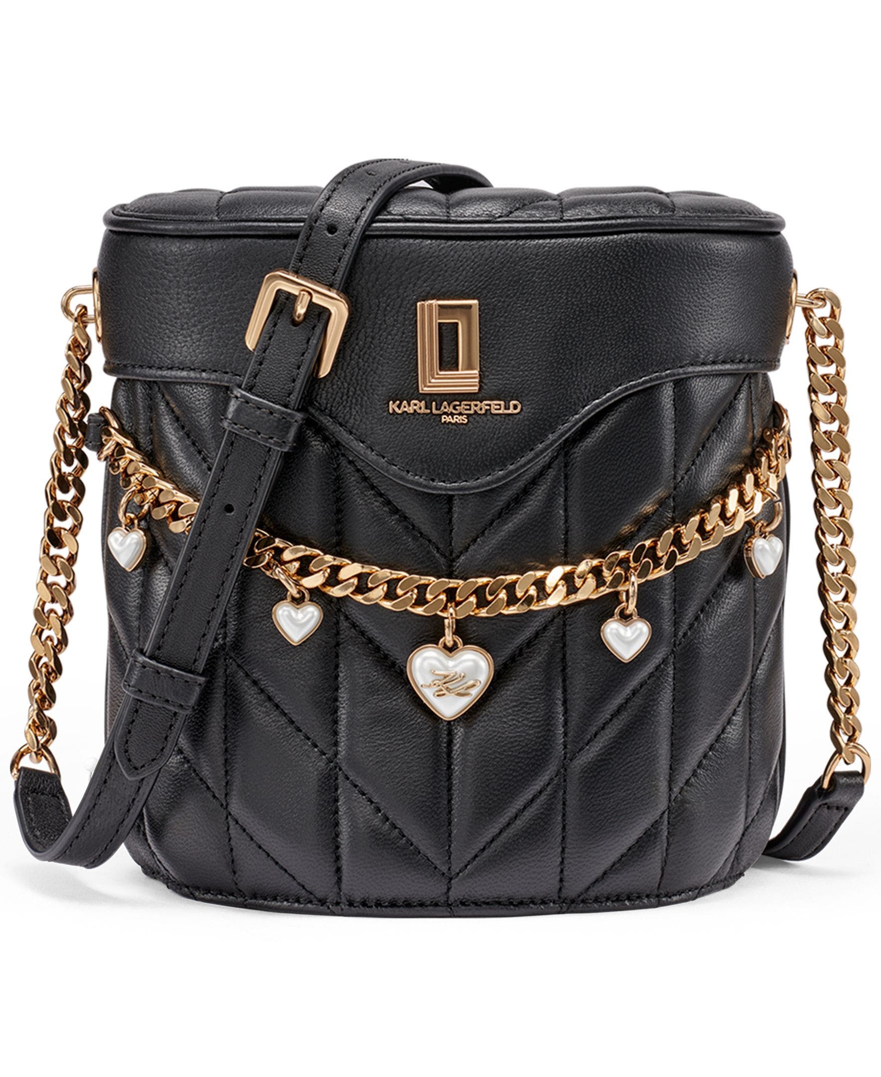 KARL LAGERFELD PARIS Lafayette Crossbody, Main, color, Black/Gold