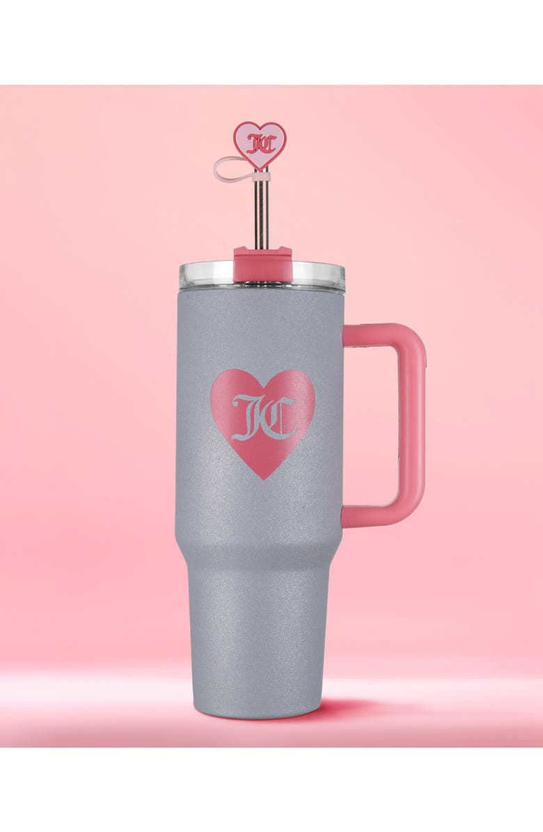 Juicy Couture 30-Ounce Jetsetter Stainless steel Water Bottle, Alternate, color, Glitter Silver