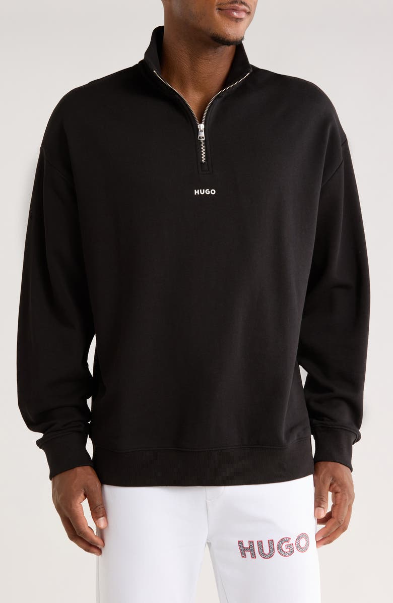 HUGO Durty Half Zip Pullover, Main, color, Black