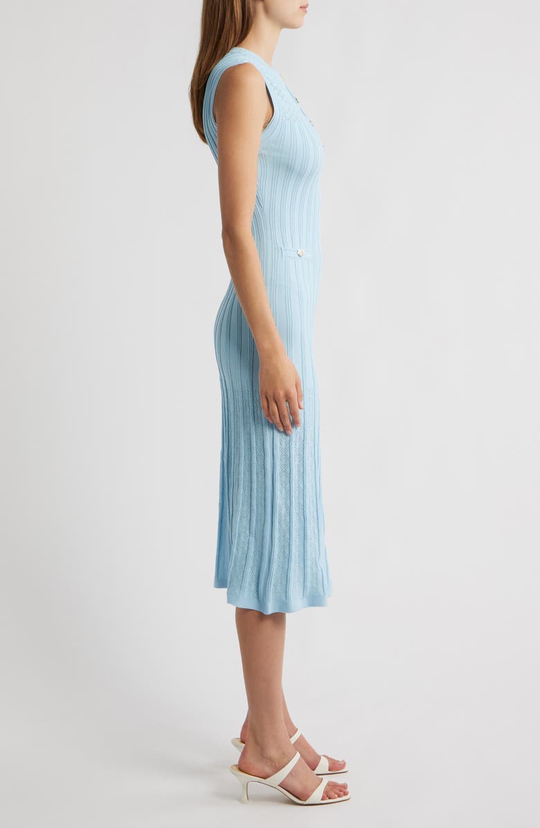 Lipsy Sleeveless Pointelle Rib Midi Dress, Alternate, color, Blue