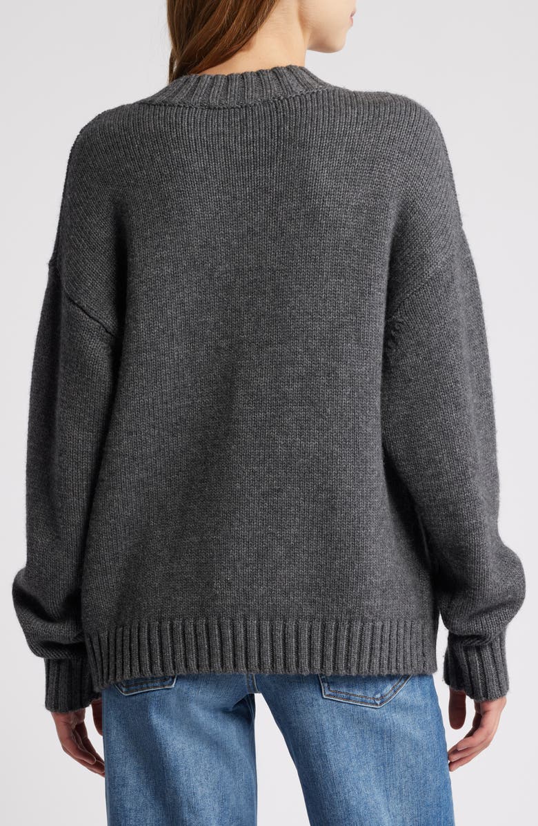 FRAME Chunky V-Neck Wool & Cashmere Sweater, Alternate, color, Charcoal Heather